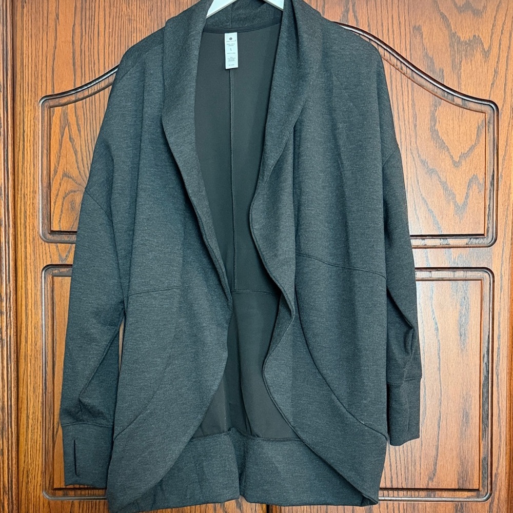 Women's Dark Gray Open Front Cardigan